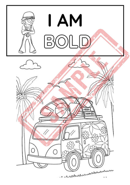 Beach Rollin'- Jaz and Lulu's "I Am" Coloring book (Digital)